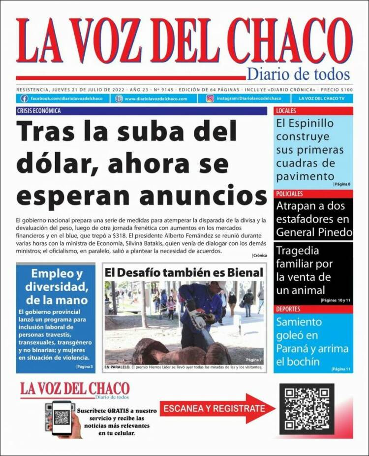 Portada de La Voz del Chaco (Argentina)