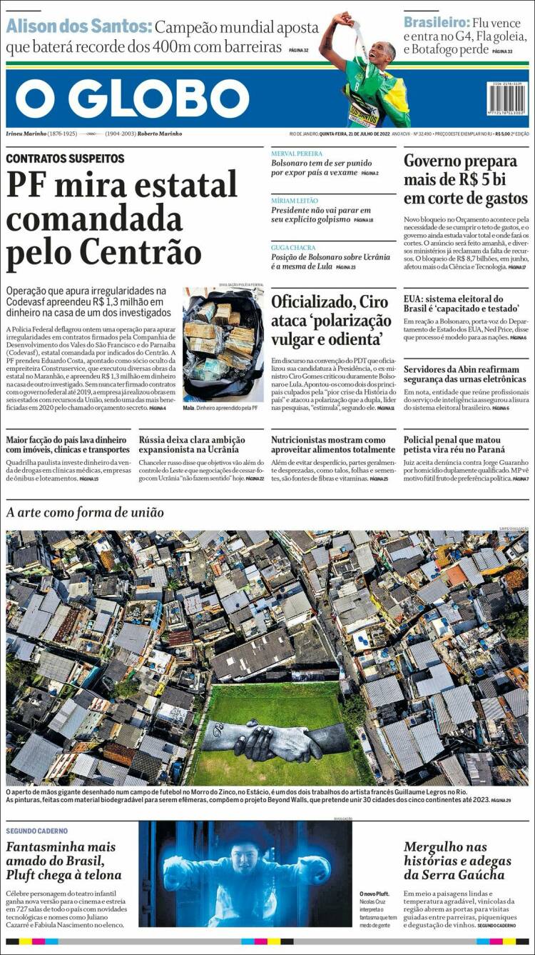 Portada de O Globo (Brasil)