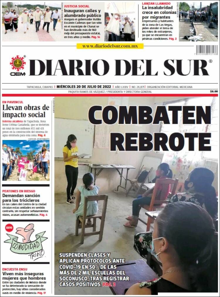 Portada de El Diario del Sur (Mexico)