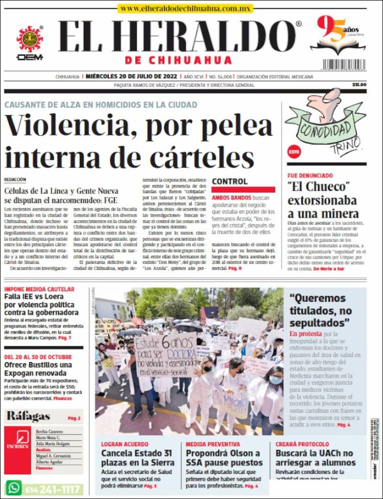Portada de El Heraldo de Chihuahua (Mexico)