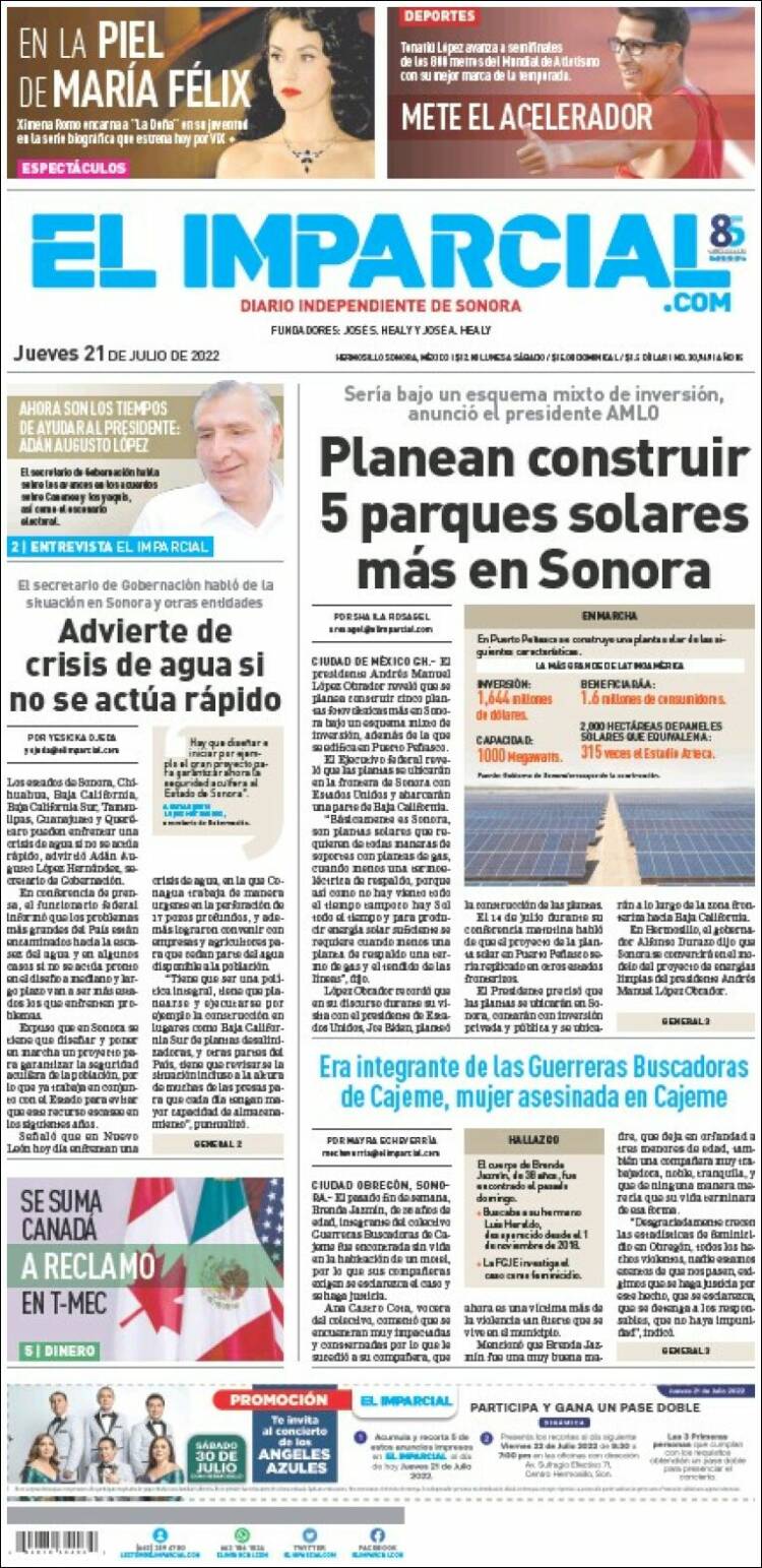 Portada de El Imparcial (Mexico)