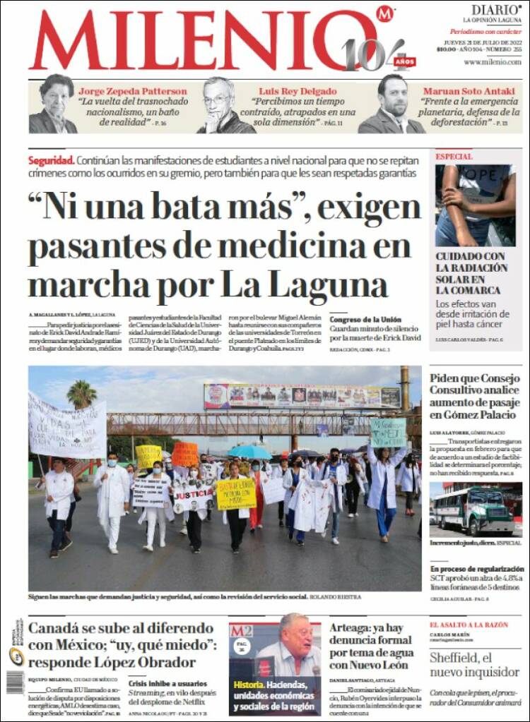Portada de Milenio - Laguna (Mexico)
