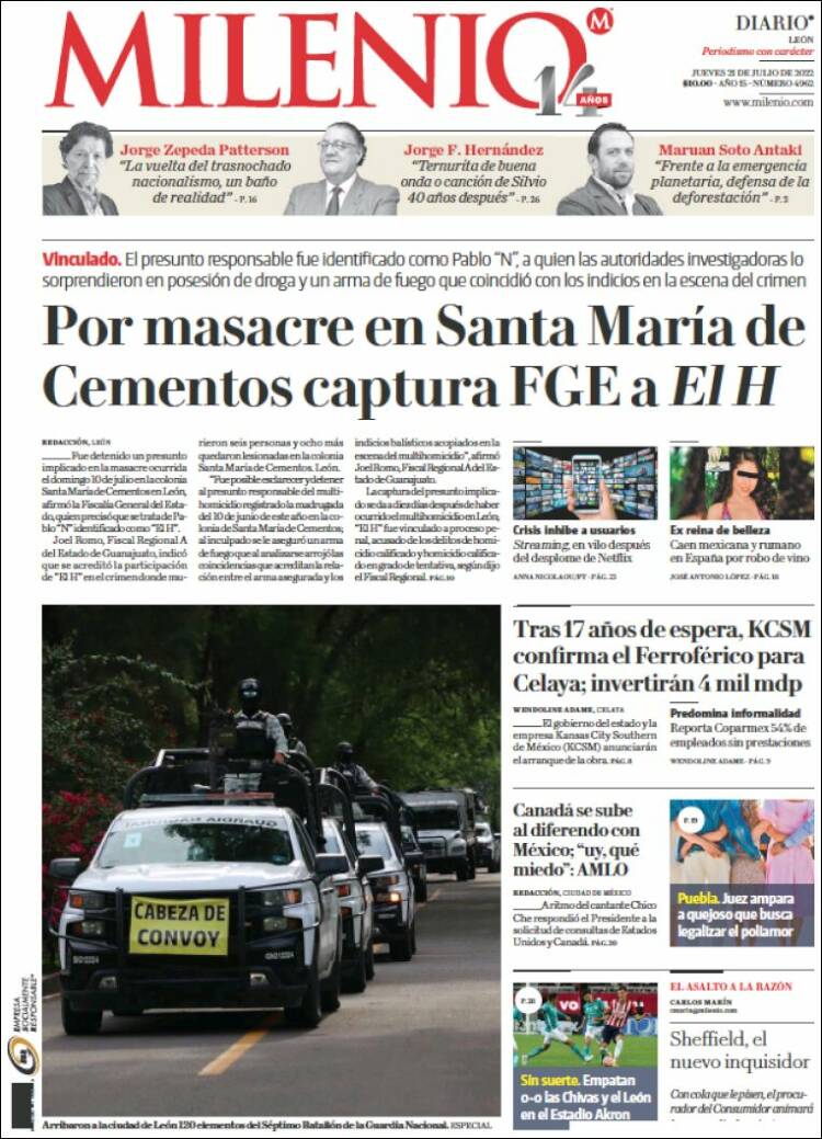 Portada de Milenio de León (Mexico)