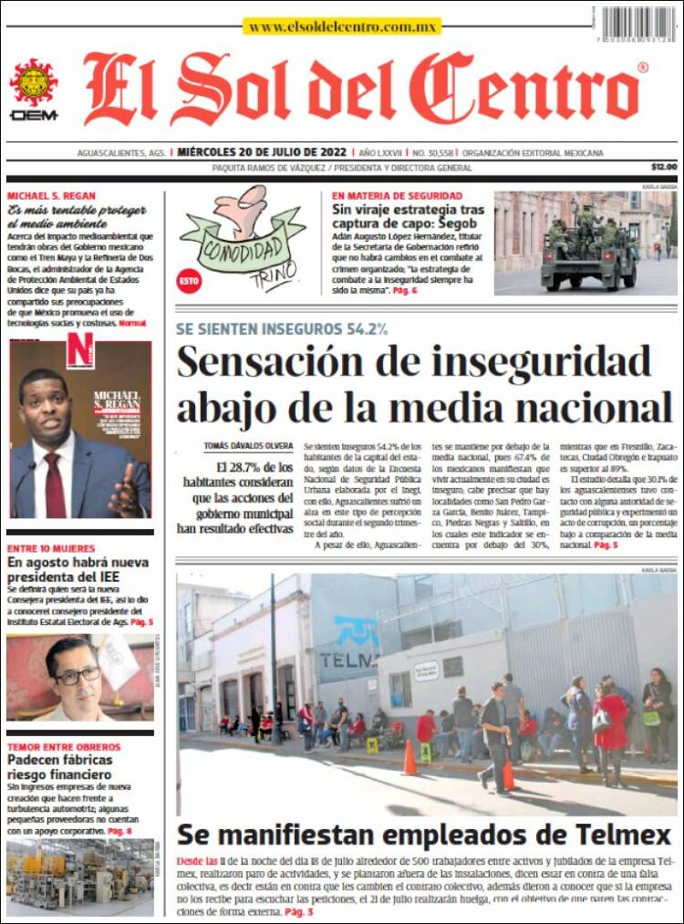 Portada de El Sol del Centro (Mexico)