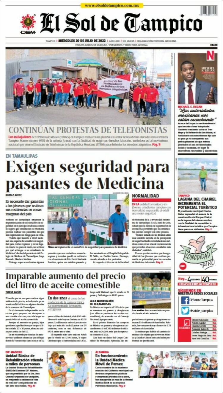 Portada de El Sol de Tampico (Mexico)