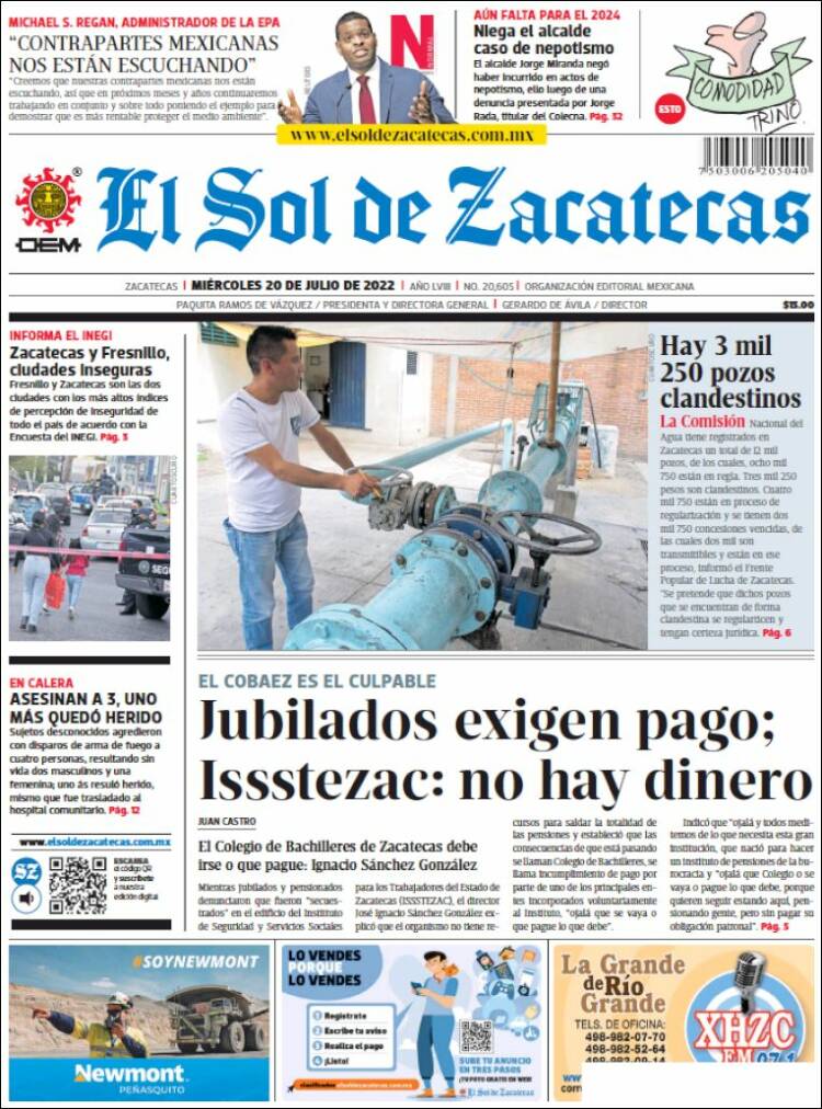 Portada de El Sol de Zacatecas (Mexico)
