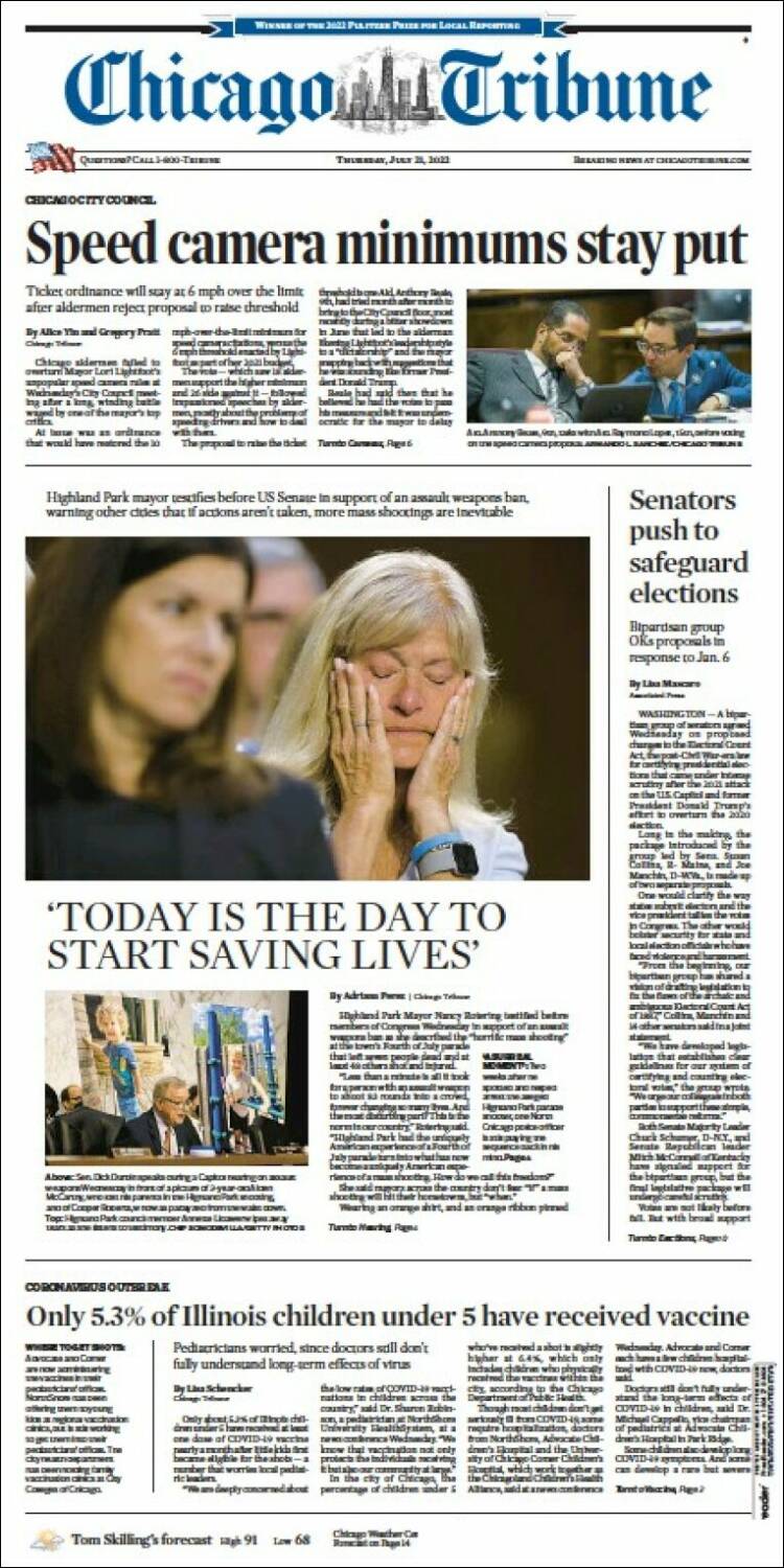 Portada de Chicago Tribune (USA)