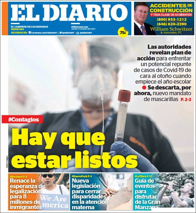 Portada de El Diario NY (USA)