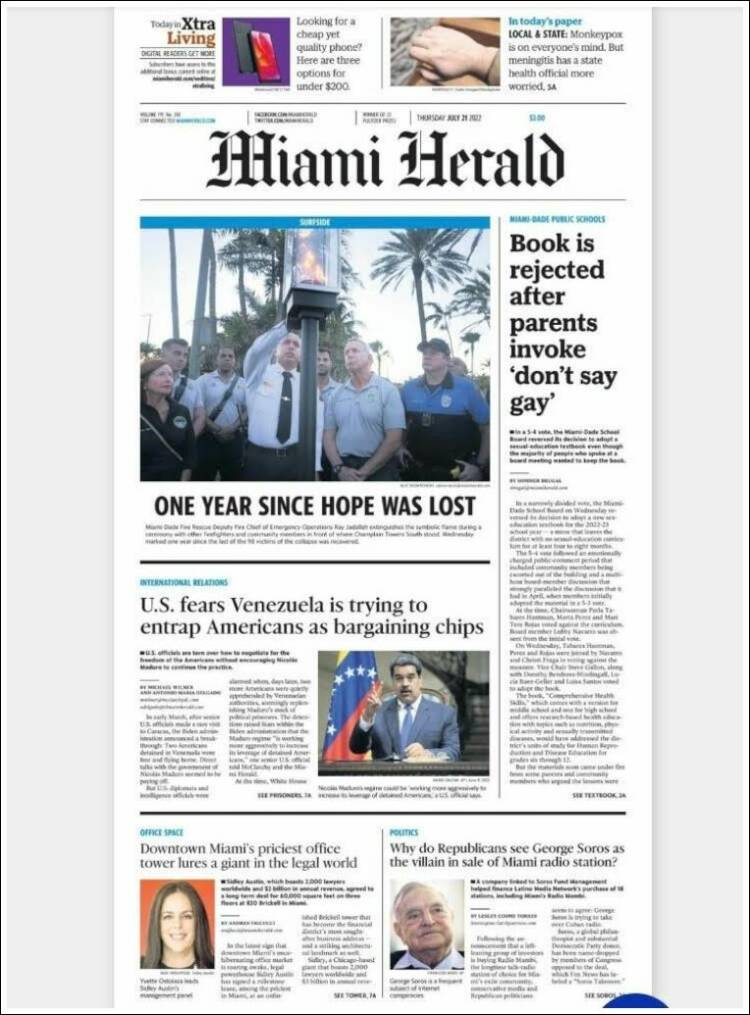 Portada de Miami Herald (USA)