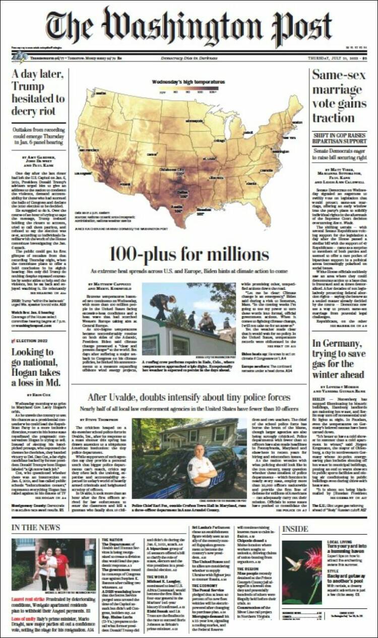 Portada de The Washington Post (USA)