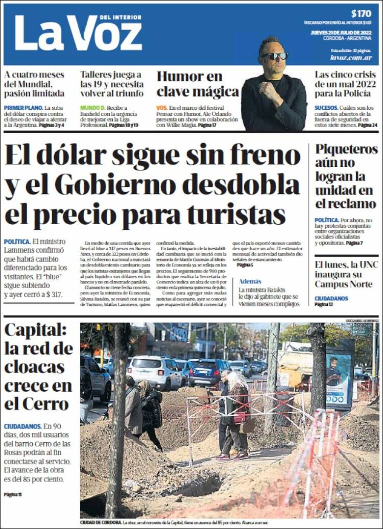 Portada de La Voz del Interior (Argentina)