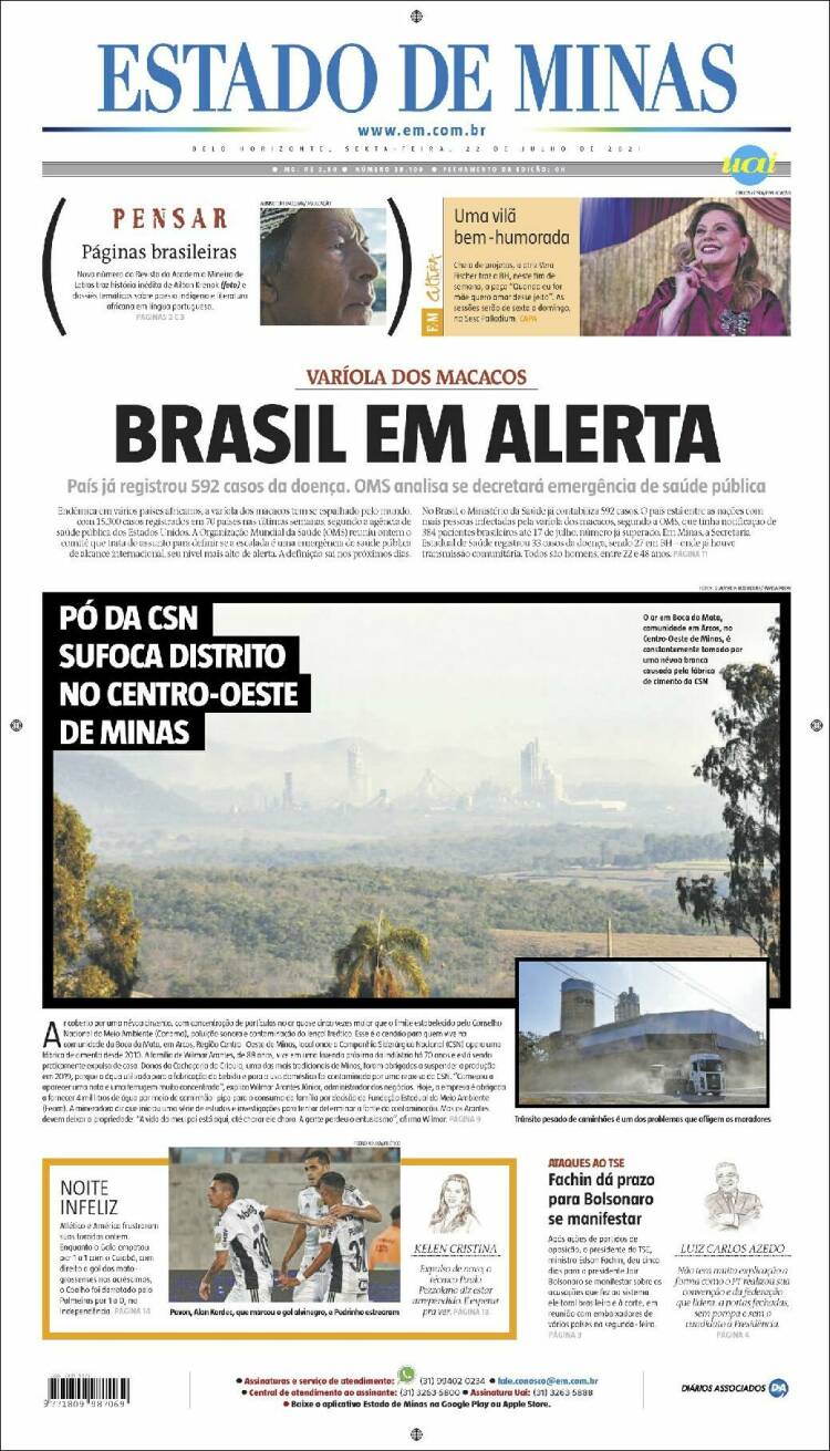 Portada de Jornal Estado de Minas (Brasil)