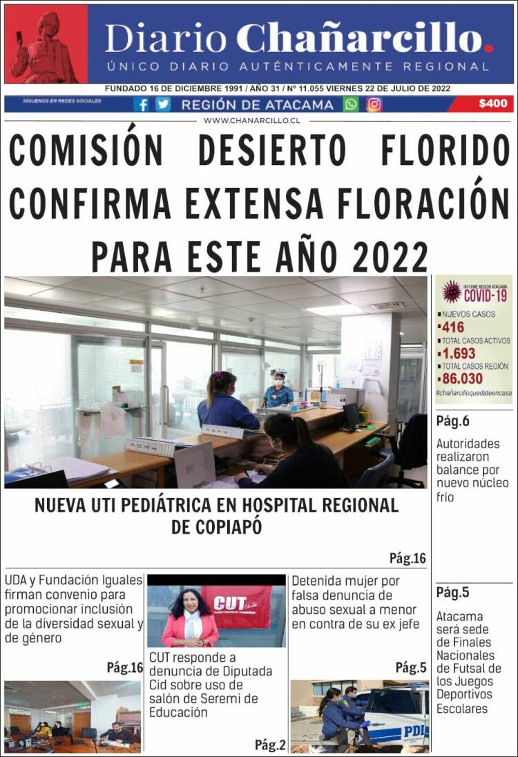 Portada de Diario Chañarcillo (Chile)