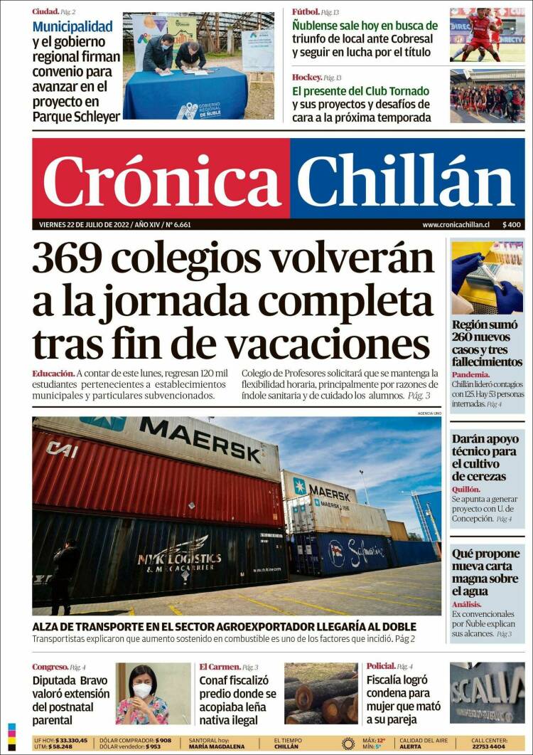 Portada de Crónica Chillán (Chile)