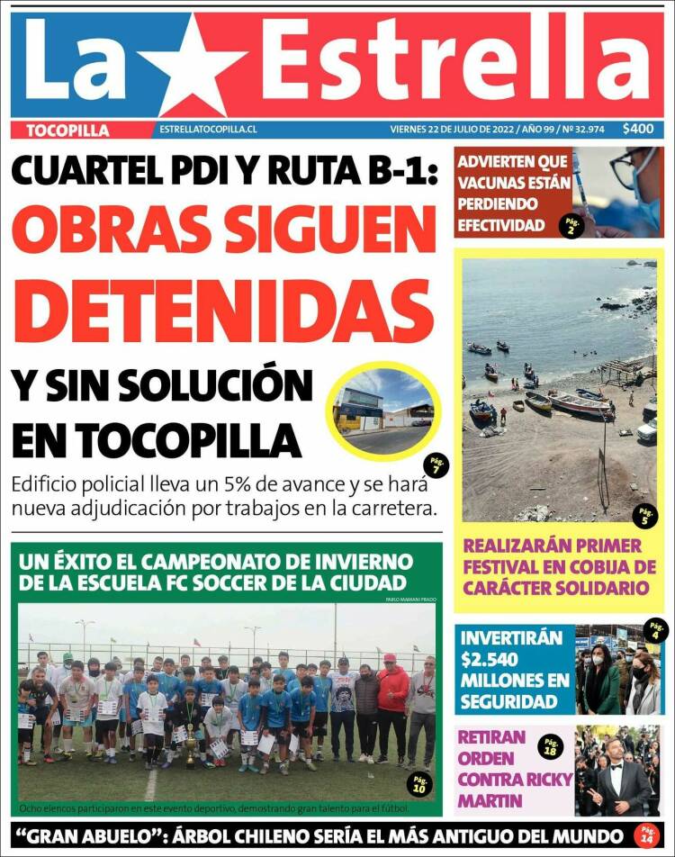 Portada de La Estrella de Tocopilla (Chile)