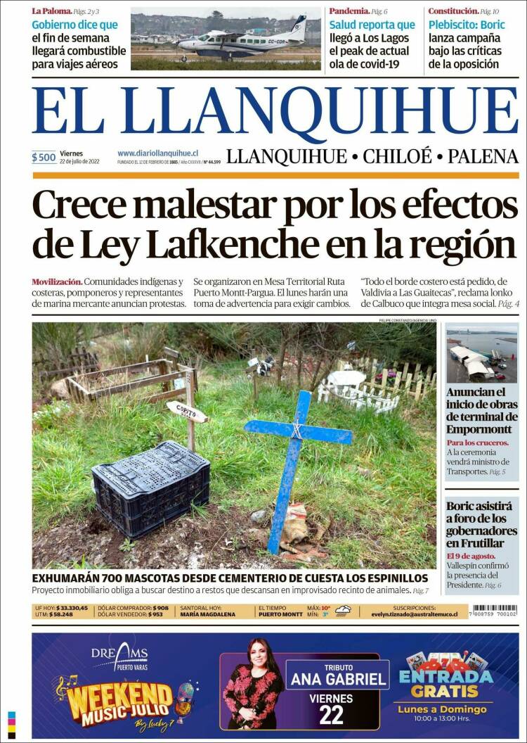 Portada de El Llanquihue (Chile)