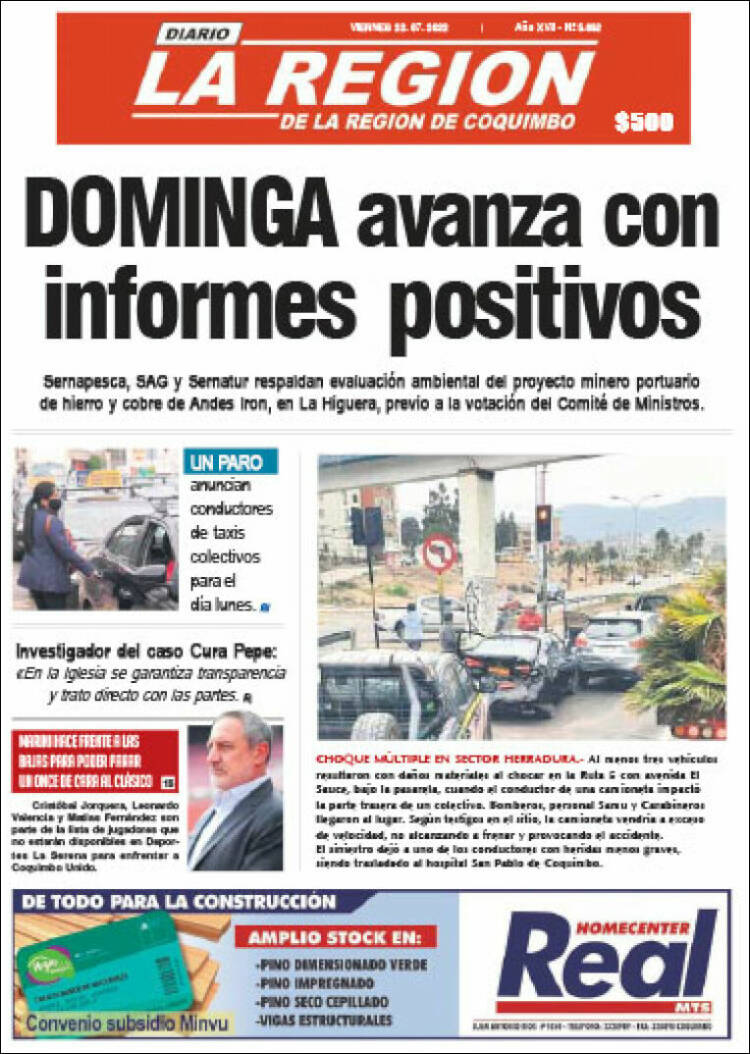 Portada de Diario La Región de Coquimbo (Chile)