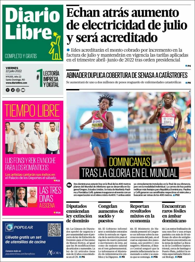 Portada de Diario Libre (R. Dominicana)