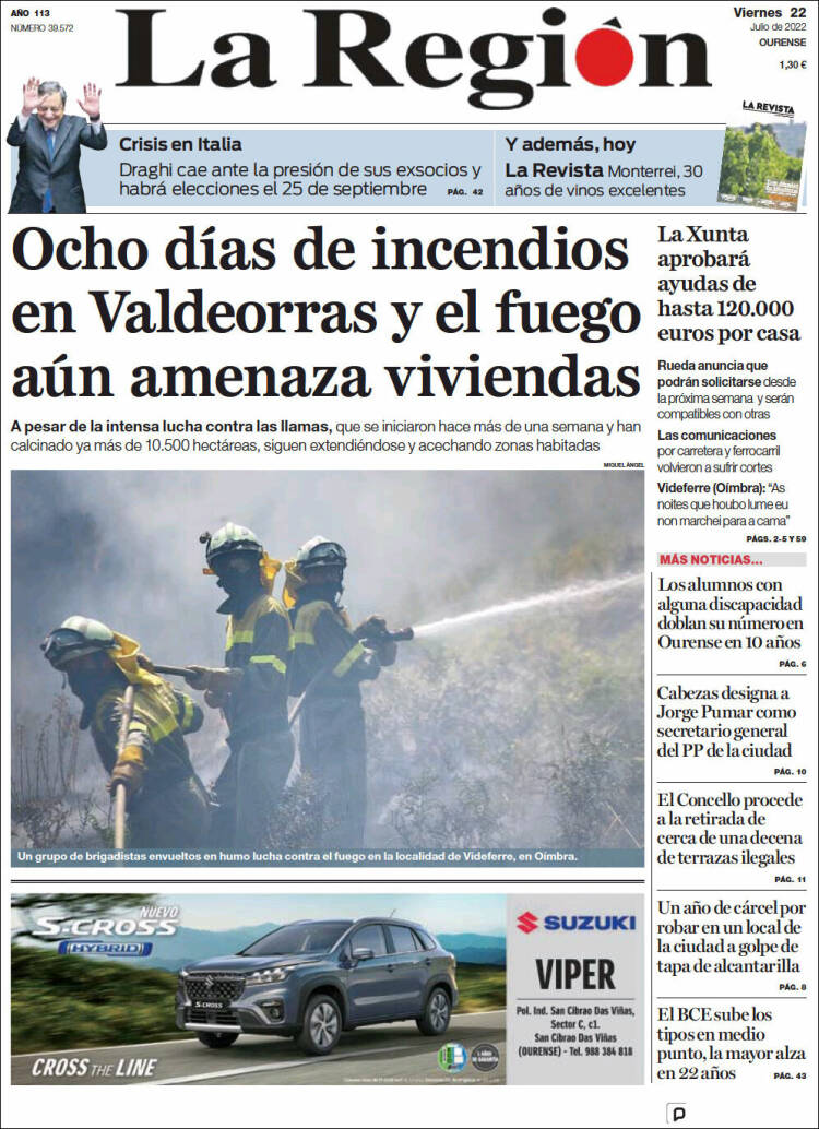 Portada de La Región de Ourense (Espa&ntilde;a)