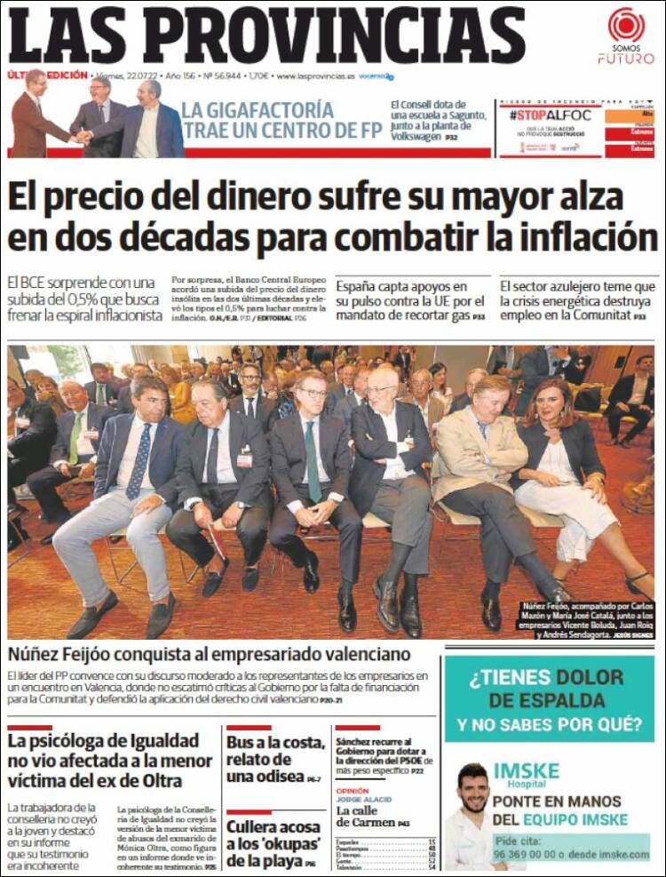 Portada de Las Provincias (Espa&ntilde;a)
