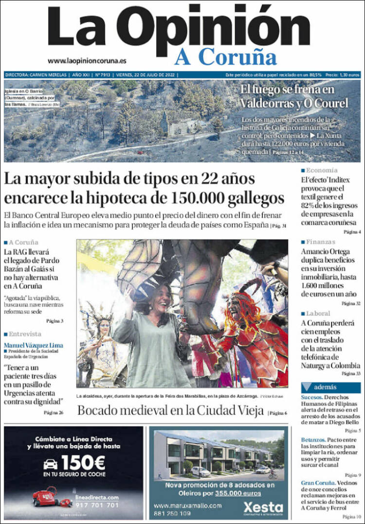 Portada de La Opinión de A Coruña (Espa&ntilde;a)