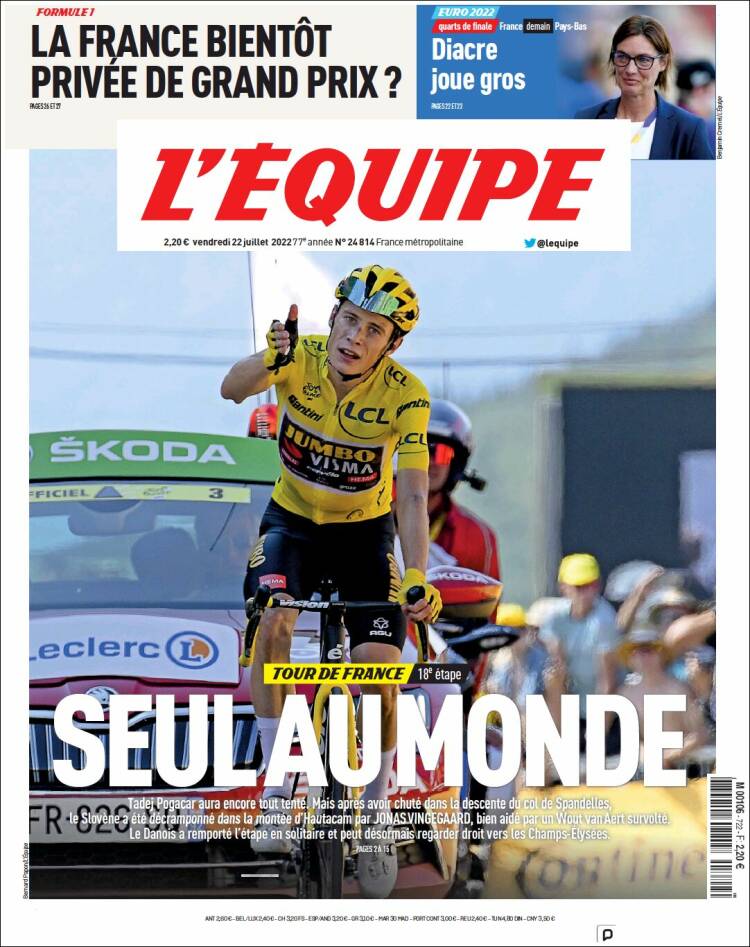 Portada de L'Equipe (Francia)