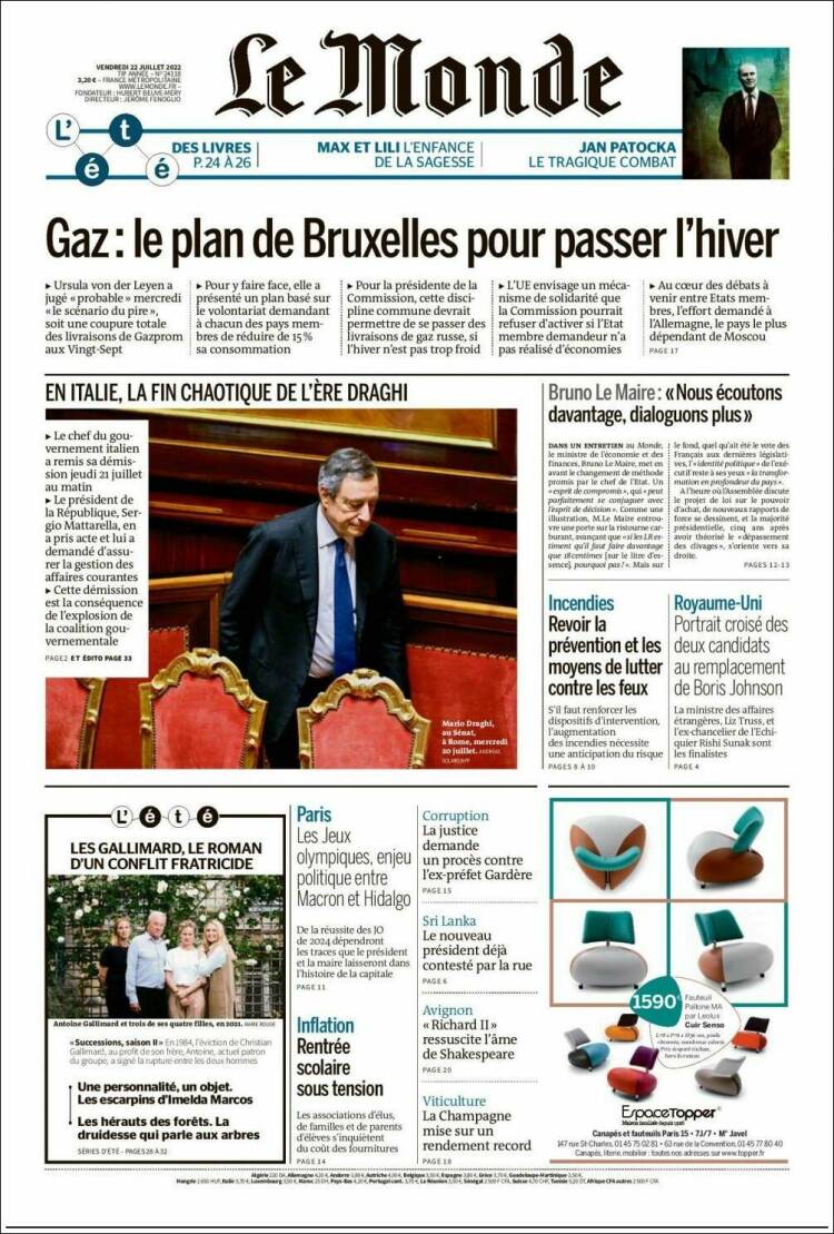 Portada de Le Monde (Francia)