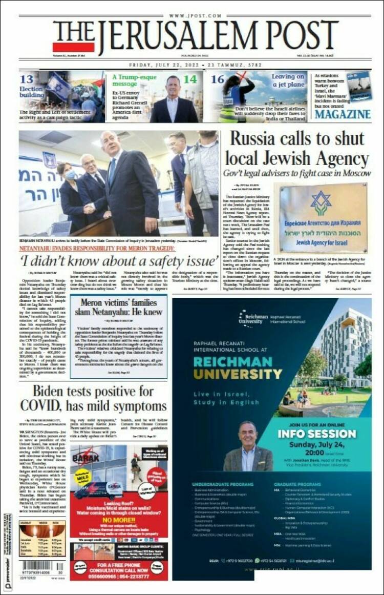 Portada de The Jerusalem Post (Israel)