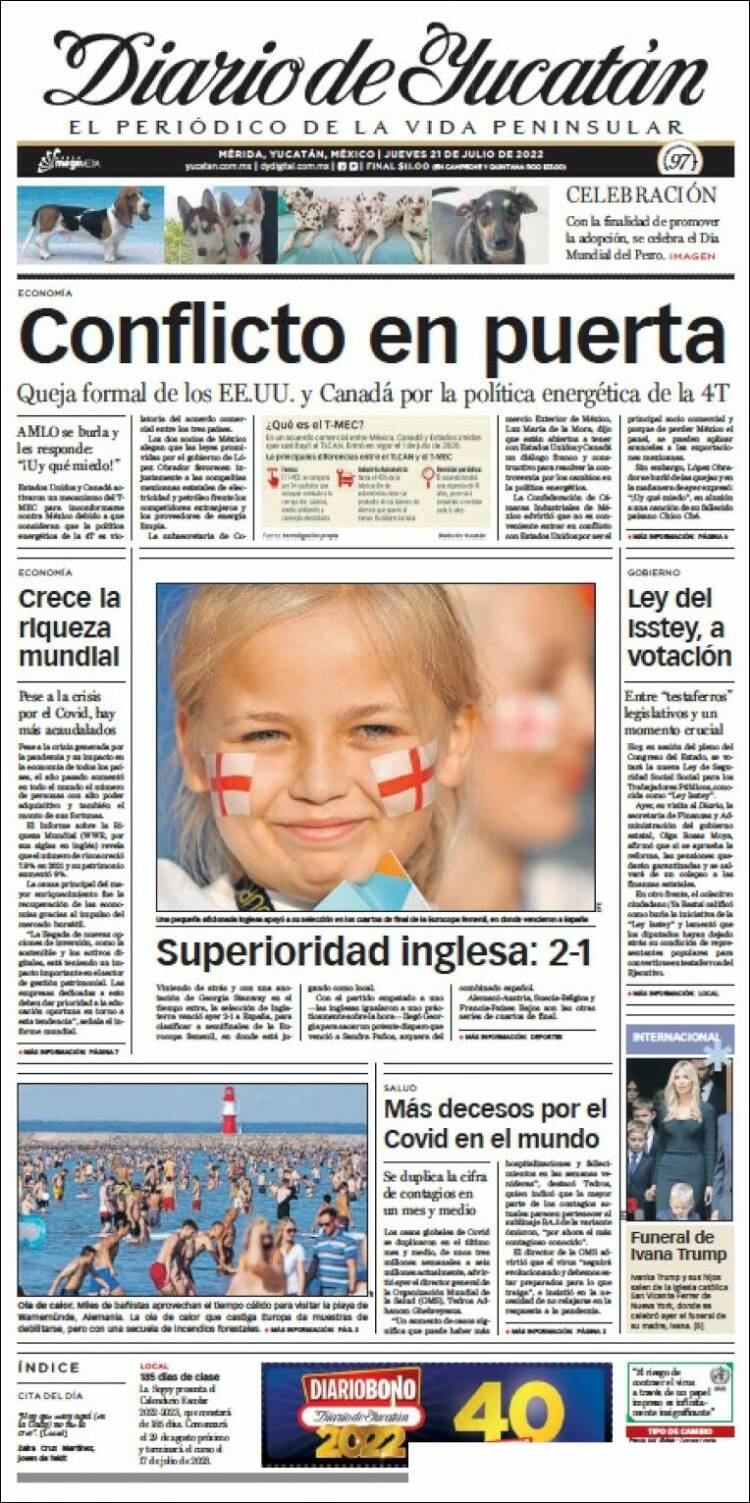 Portada de Diario de Yucatán (Mexico)