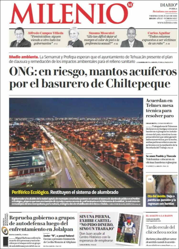 Portada de Milenio de Puebla (Mexico)