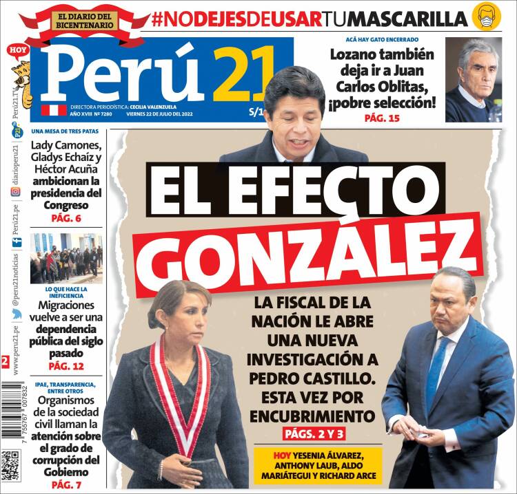 Portada de Perú 21 (Per&uacute;)