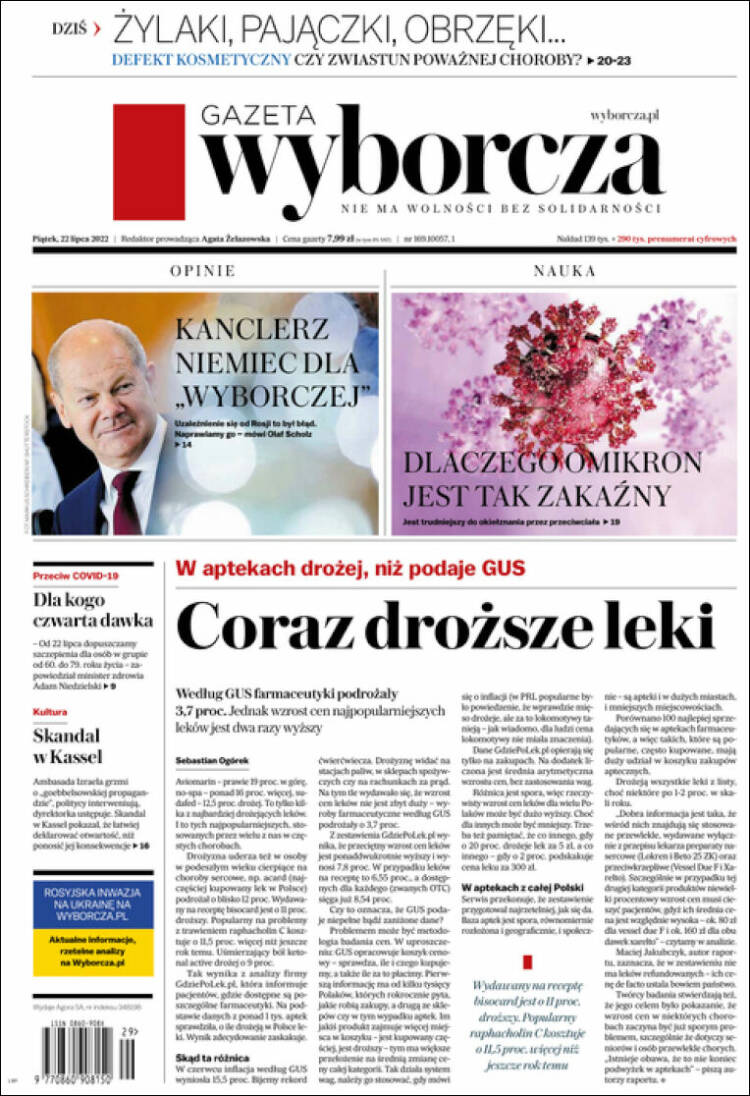 Portada de Gazeta Wyborcza (Polonia)