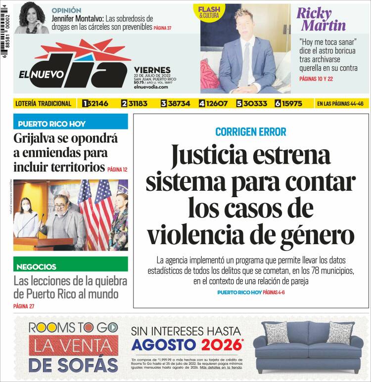 Portada de El Nuevo Día (Puerto Rico)