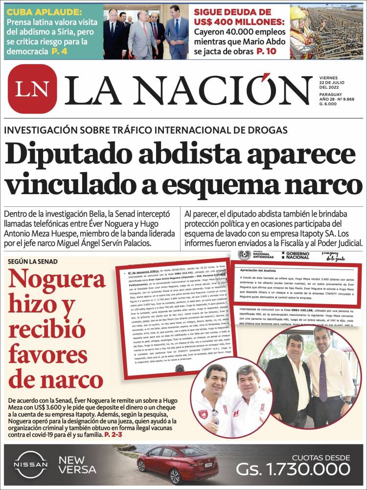 Portada de La Nación (Paraguay)