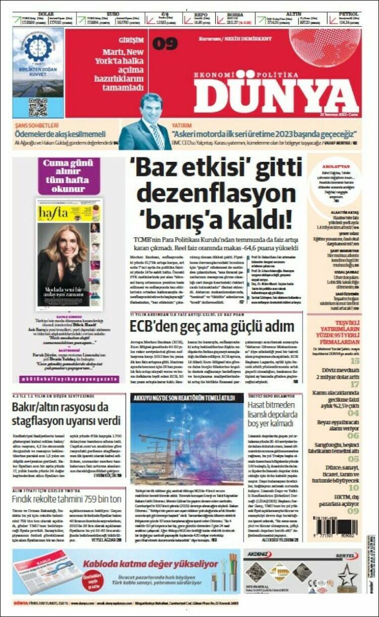 Portada de Dünya (Turqu&iacute;a)