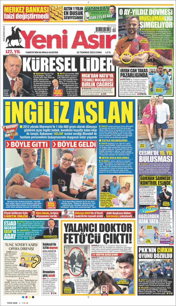 Portada de Yeni Asır (Turqu&iacute;a)