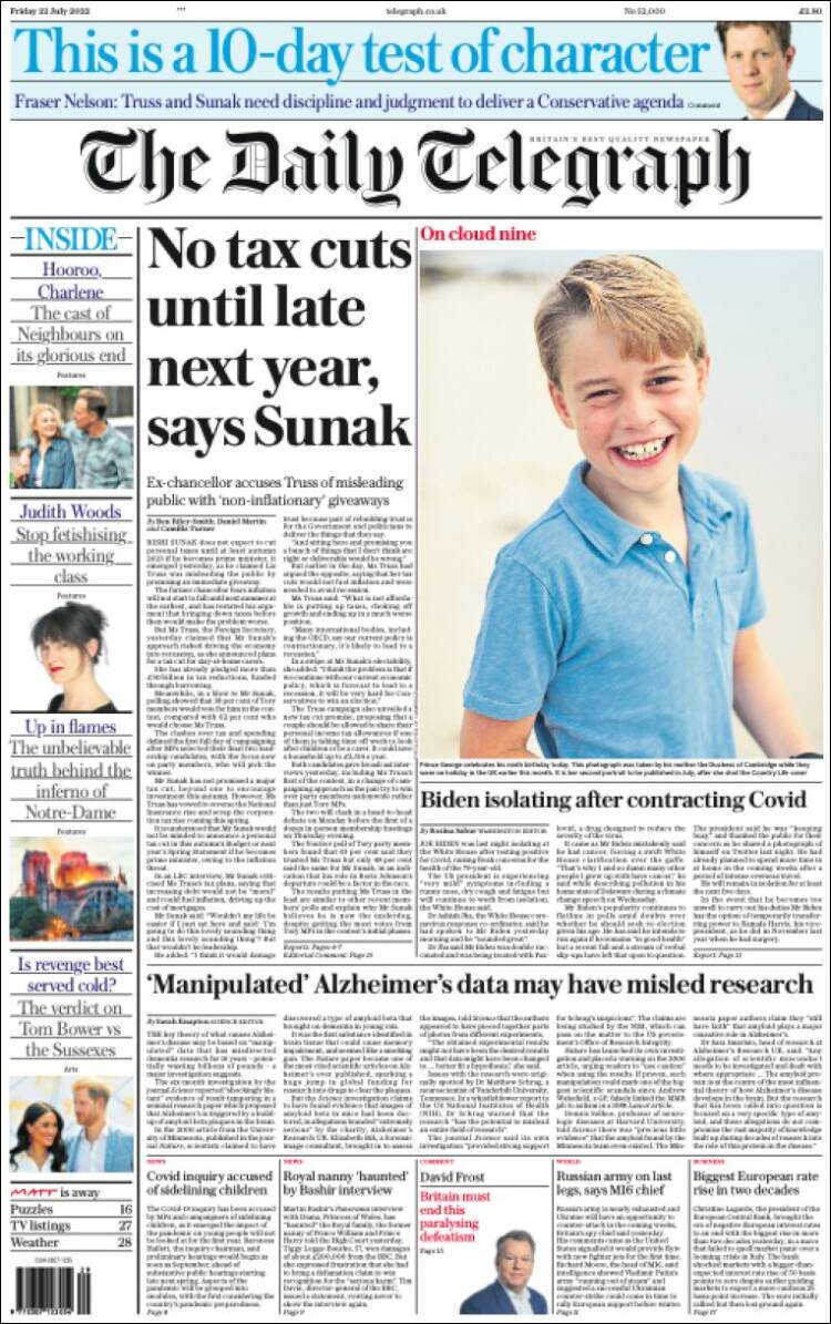 Portada de Daily Telegraph (Reino Unido)