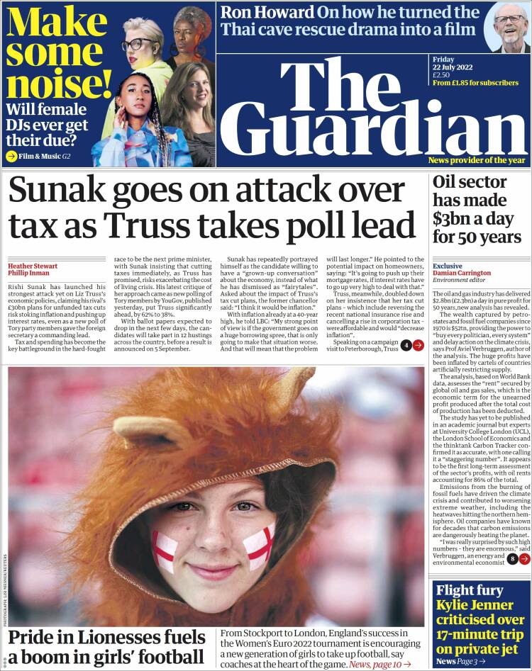 Portada de The Guardian (Reino Unido)