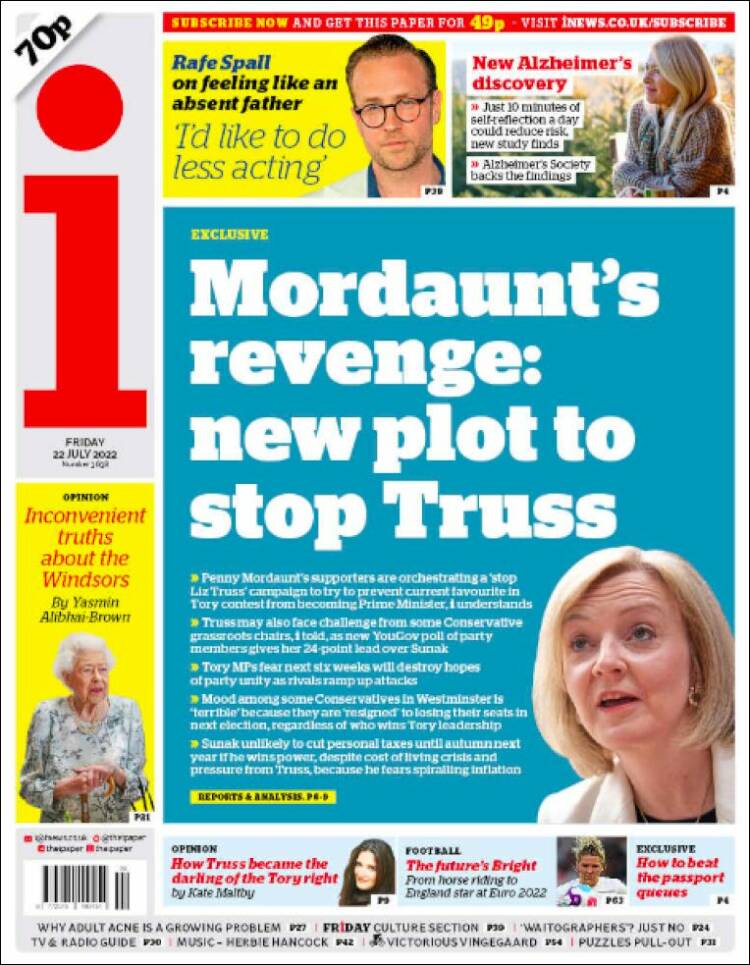 Portada de The i (Reino Unido)