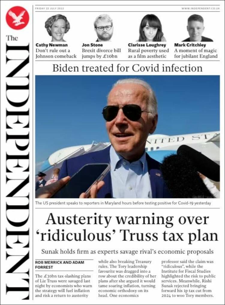 Portada de The Independent (Reino Unido)