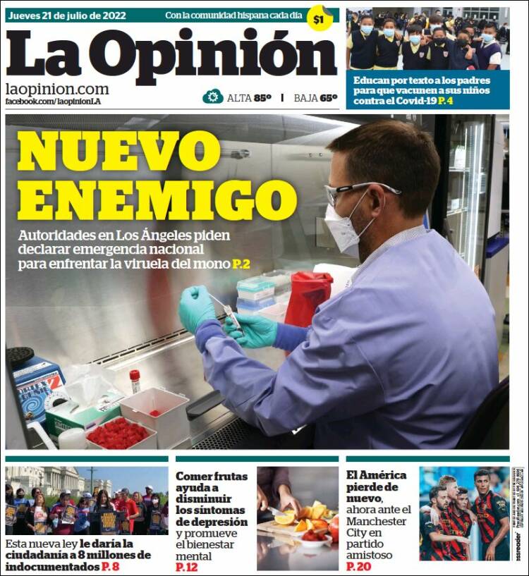 Portada de La Opinión (USA)