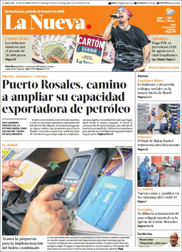 Portada de La Nueva Provincia (Argentina)