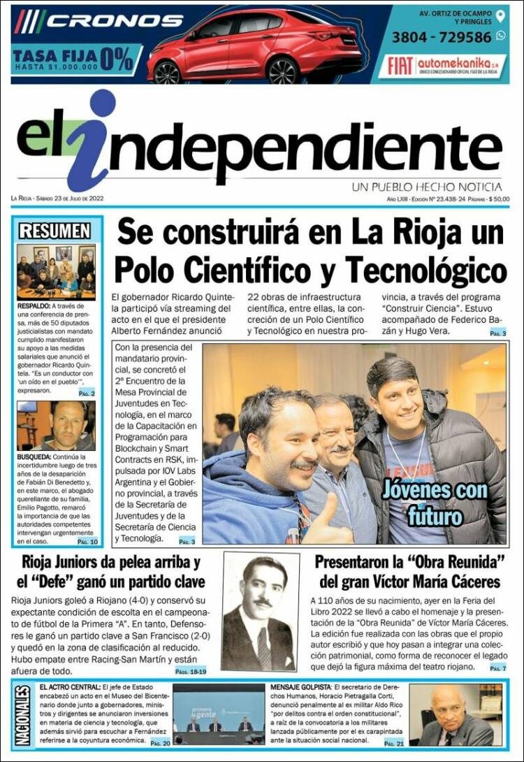 Portada de El Independiente (Argentina)