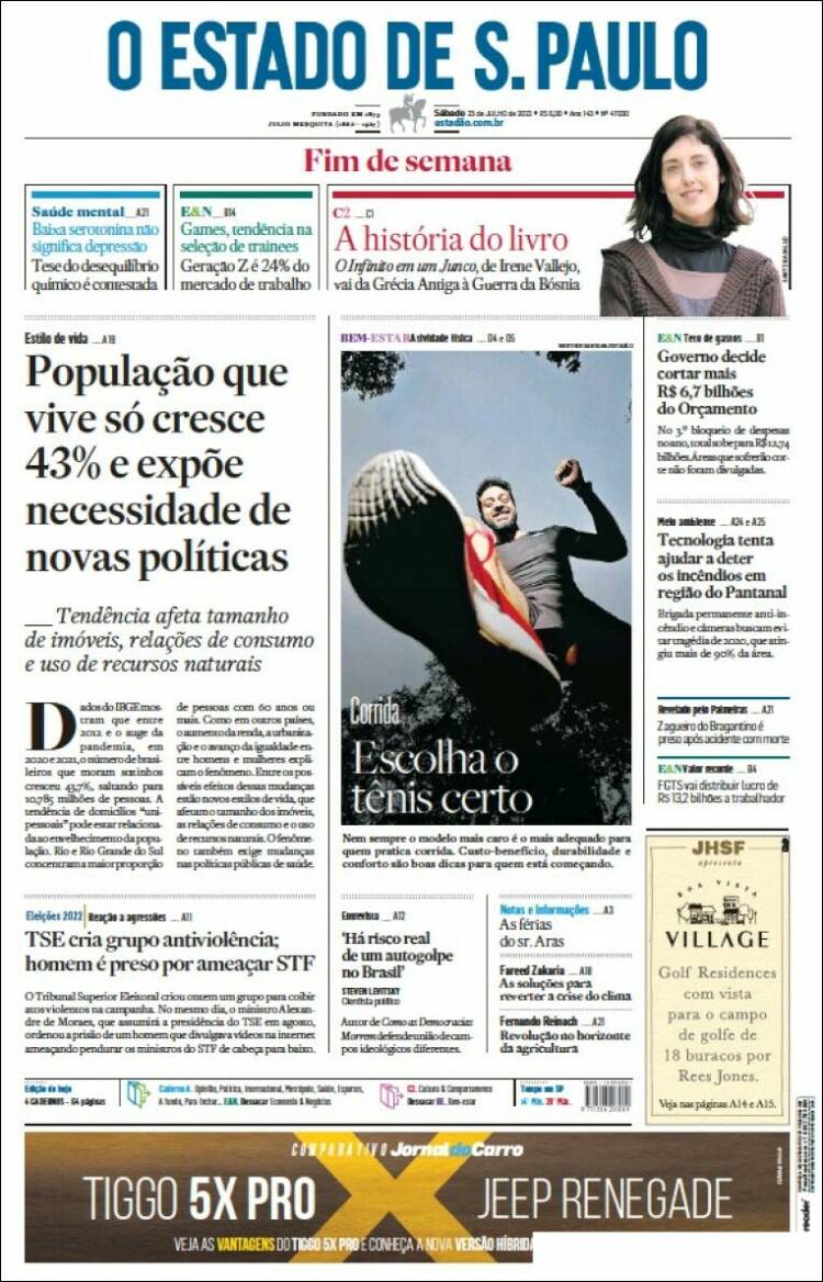 Portada de O Estado de São Paulo (Brasil)