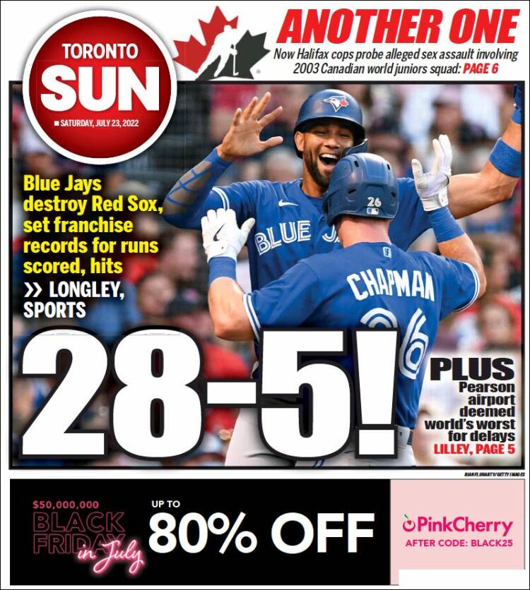 Portada de The Toronto Sun (Canadá)