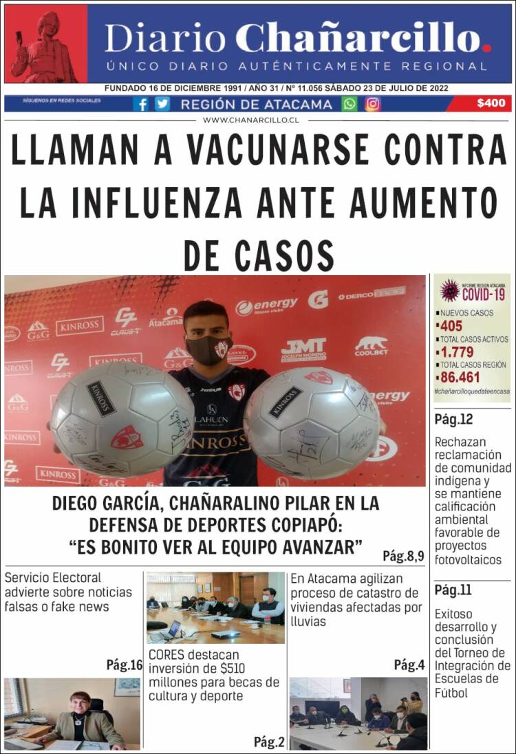 Portada de Diario Chañarcillo (Chile)