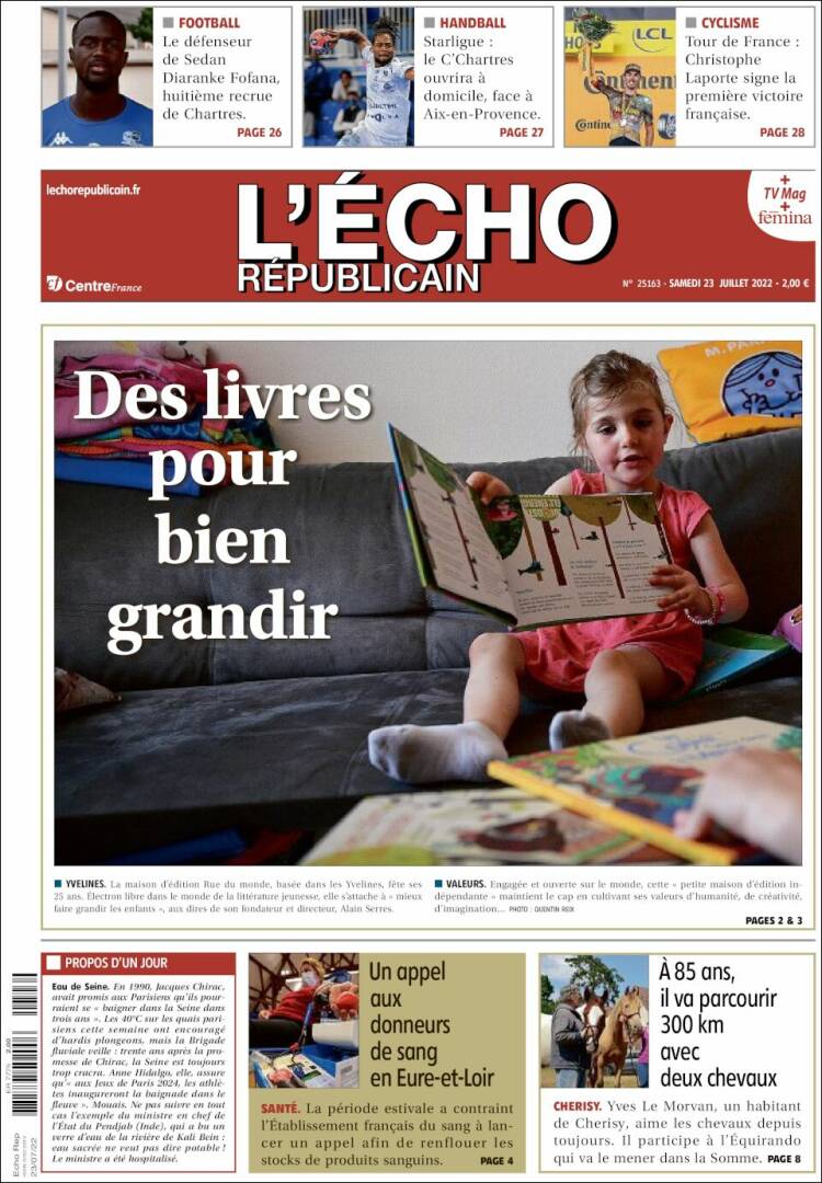 Portada de L'Echo Républicain (Francia)