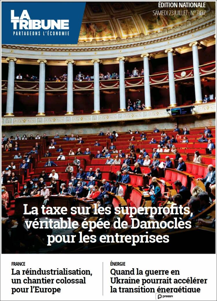 Portada de La Tribune (Francia)