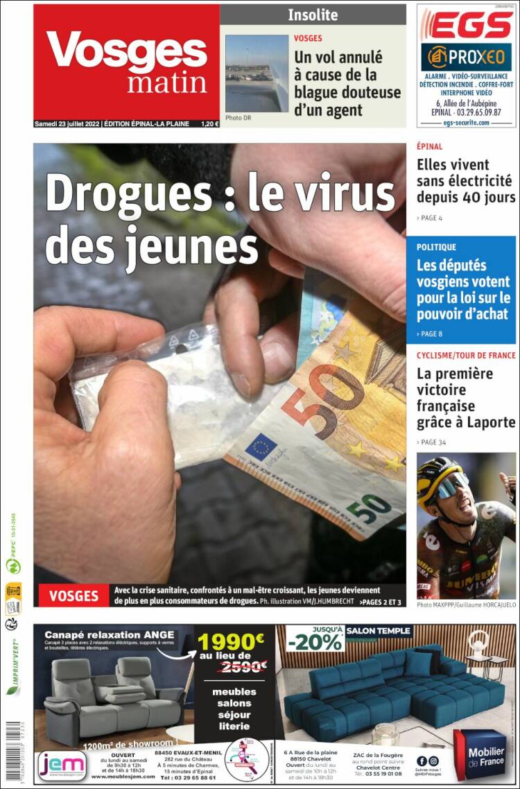 Portada de Vosges Matin (Francia)