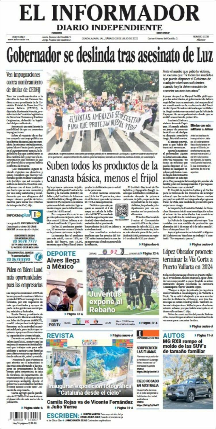 Portada de El Informador (M&eacute;xico)